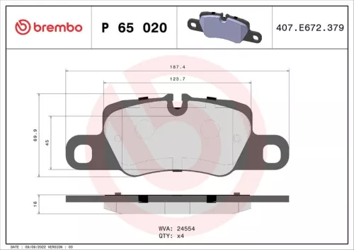 ABS Brake Pad Set, disc brake (P 65 020)