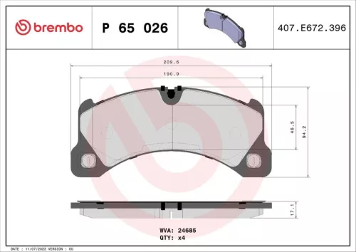 ABS Brake Pad Set, disc brake (P 65 026)