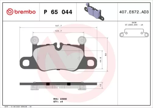 ABS Brake Pad Set, disc brake (P 65 044)