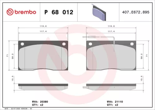ABS Brake Pad Set, disc brake (P 68 012)