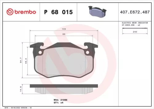 ABS Brake Pad Set, disc brake (P 68 015)