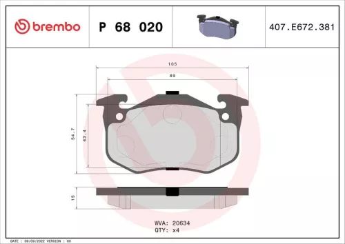 ABS Brake Pad Set, disc brake (P 68 020)