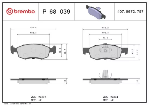 ABS Brake Pad Set, disc brake (P 68 039)