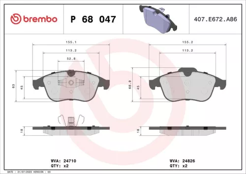 ABS Brake Pad Set, disc brake (P 68 047)