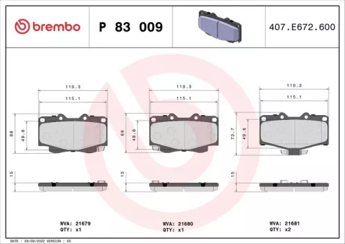 ABS Brake Pad Set, disc brake (P 83 009)