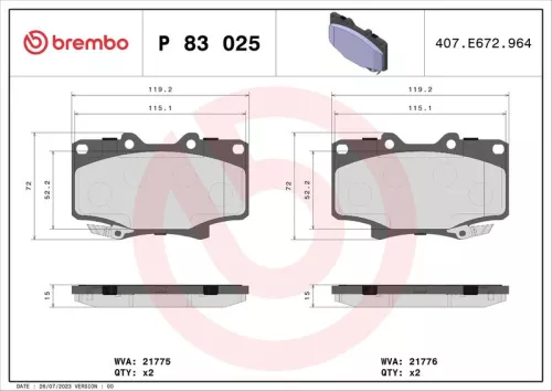 ABS Brake Pad Set, disc brake (P 83 025)
