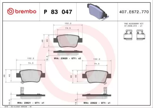 ABS Brake Pad Set, disc brake (P 83 047)