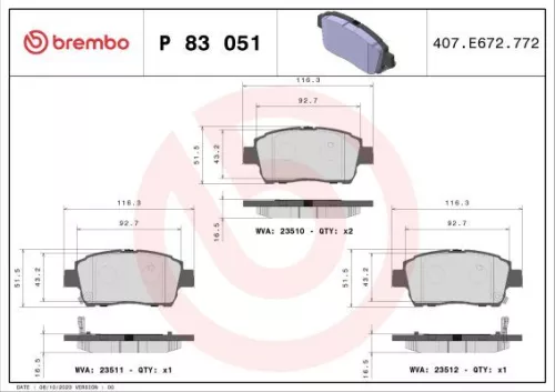 ABS Brake Pad Set, disc brake (P 83 051)