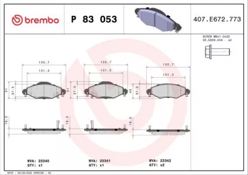 ABS Brake Pad Set, disc brake (P 83 053)