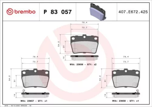 ABS Brake Pad Set, disc brake (P 83 057)