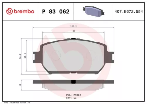 ABS Brake Pad Set, disc brake (P 83 062)