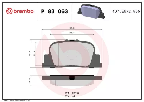 ABS Brake Pad Set, disc brake (P 83 063)