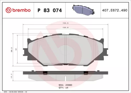 ABS Brake Pad Set, disc brake (P 83 074)