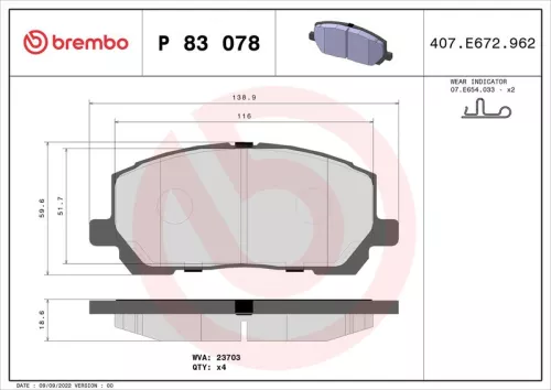 ABS Brake Pad Set, disc brake (P 83 078)