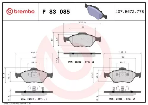 ABS Brake Pad Set, disc brake (P 83 085)