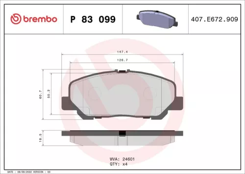 ABS Brake Pad Set, disc brake (P 83 099)