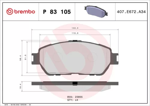 ABS Brake Pad Set, disc brake (P 83 105)