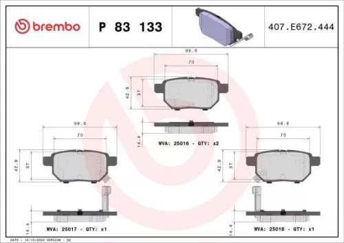 ABS Brake Pad Set, disc brake (P 83 133)