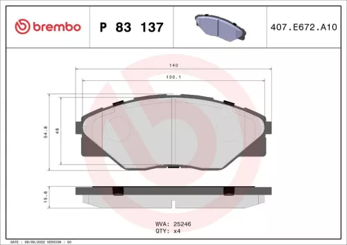 ABS Brake Pad Set, disc brake (P 83 137)