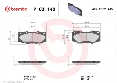 ABS Brake Pad Set, disc brake (P 83 140)