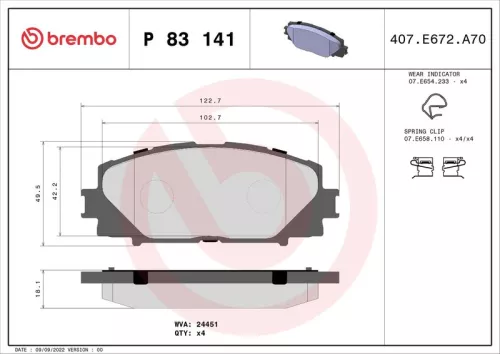 ABS Brake Pad Set, disc brake (P 83 141)