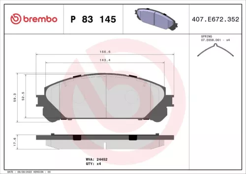 ABS Brake Pad Set, disc brake (P 83 145)