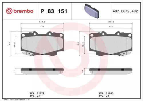 ABS Brake Pad Set, disc brake (P 83 151)