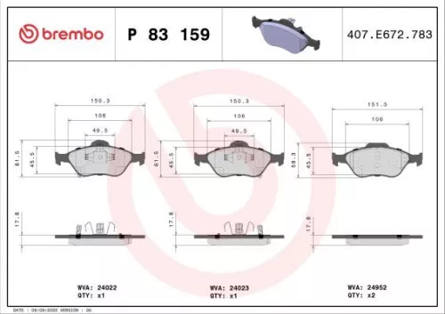 ABS Brake Pad Set, disc brake (P 83 159)