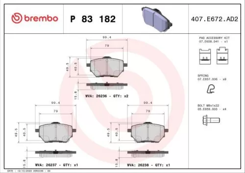 ABS Brake Pad Set, disc brake (P 83 182)