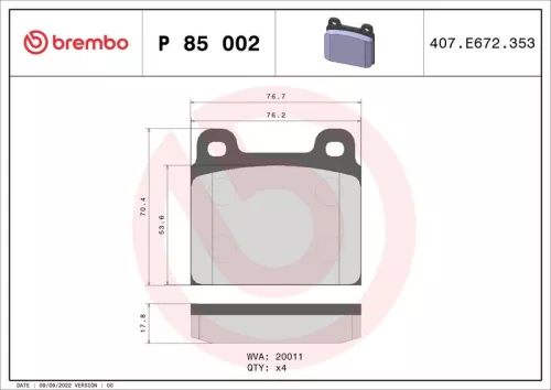 ABS Brake Pad Set, disc brake (P 85 002)