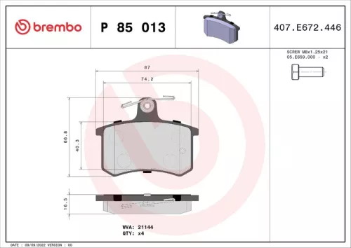 ABS Brake Pad Set, disc brake (P 85 013)