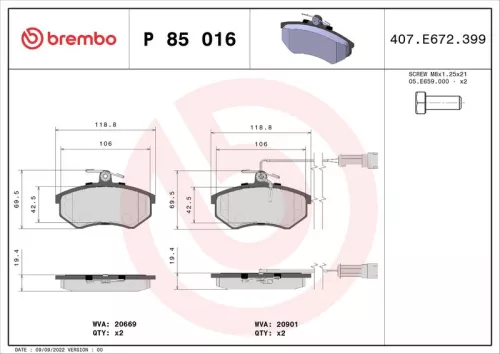 ABS Brake Pad Set, disc brake (P 85 016)