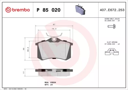 ABS Brake Pad Set, disc brake (P 85 020)