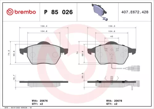 ABS Brake Pad Set, disc brake (P 85 026)