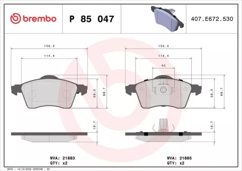 ABS Brake Pad Set, disc brake (P 85 047)