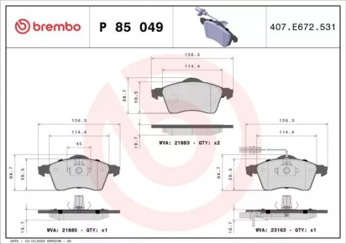 ABS Brake Pad Set, disc brake (P 85 049)