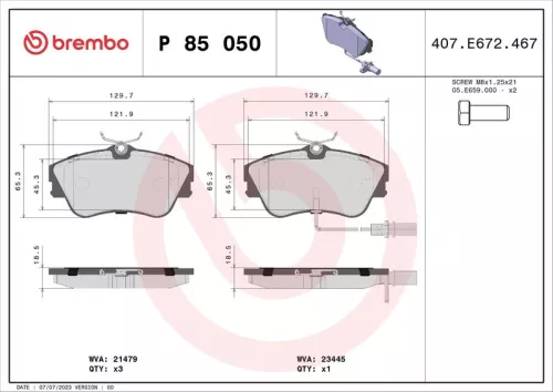 ABS Brake Pad Set, disc brake (P 85 050)