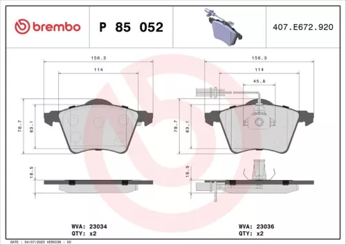 ABS Brake Pad Set, disc brake (P 85 052)