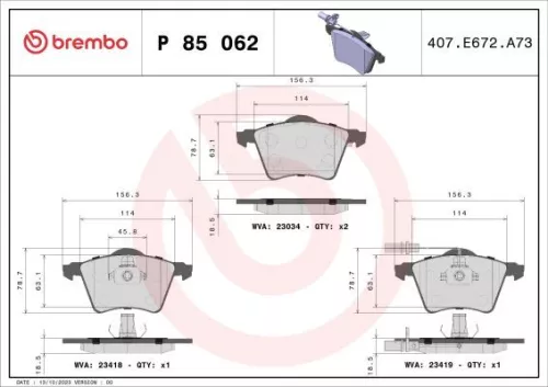 ABS Brake Pad Set, disc brake (P 85 062)