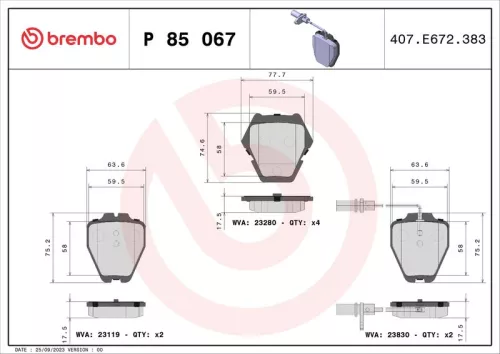 ABS Brake Pad Set, disc brake (P 85 067)