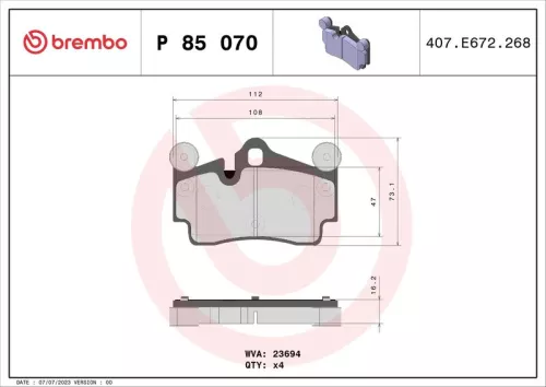 ABS Brake Pad Set, disc brake (P 85 070)