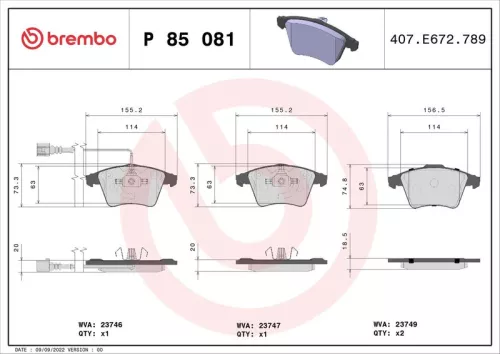 ABS Brake Pad Set, disc brake (P 85 081)