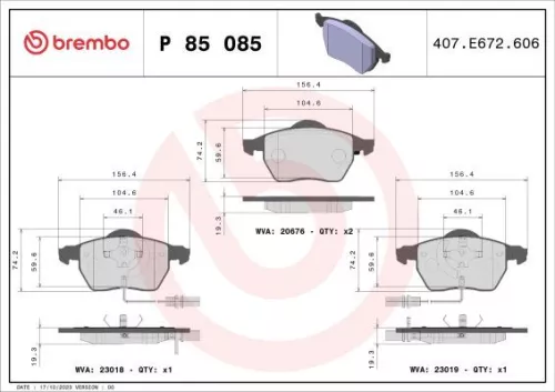 ABS Brake Pad Set, disc brake (P 85 085)