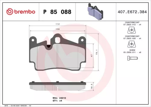 ABS Brake Pad Set, disc brake (P 85 088)