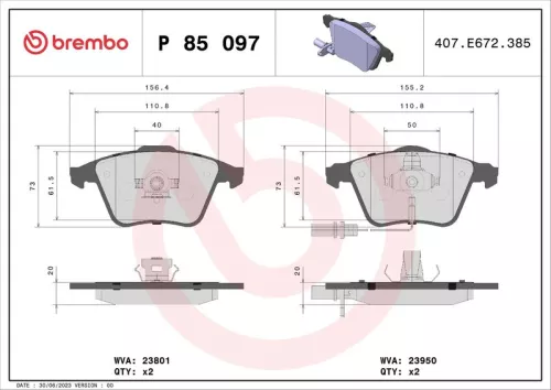 ABS Brake Pad Set, disc brake (P 85 097)