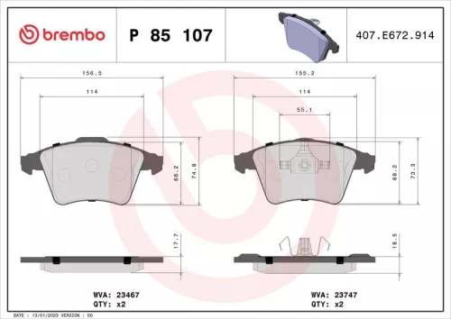 ABS Brake Pad Set, disc brake (P 85 107)