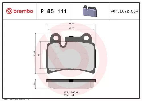 ABS Brake Pad Set, disc brake (P 85 111)