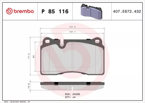 ABS Brake Pad Set, disc brake (P 85 116)