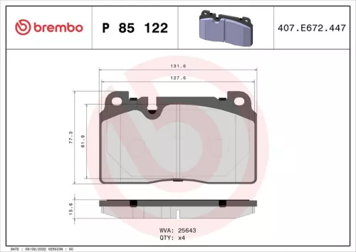 ABS Brake Pad Set, disc brake (P 85 122)