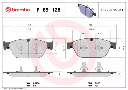 ABS Brake Pad Set, disc brake (P 85 128)